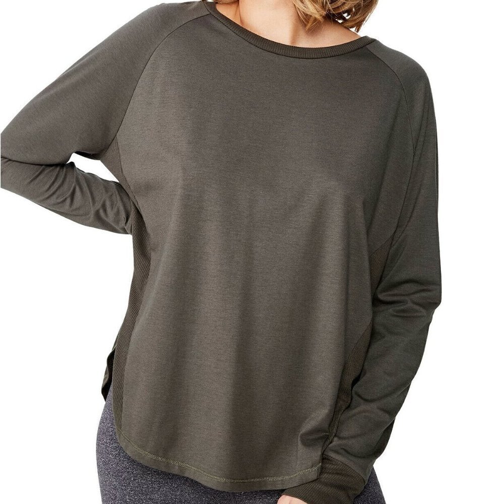JR277 Cotton On Body Khaki Women's Active Rib Long Sleeve Top Size S